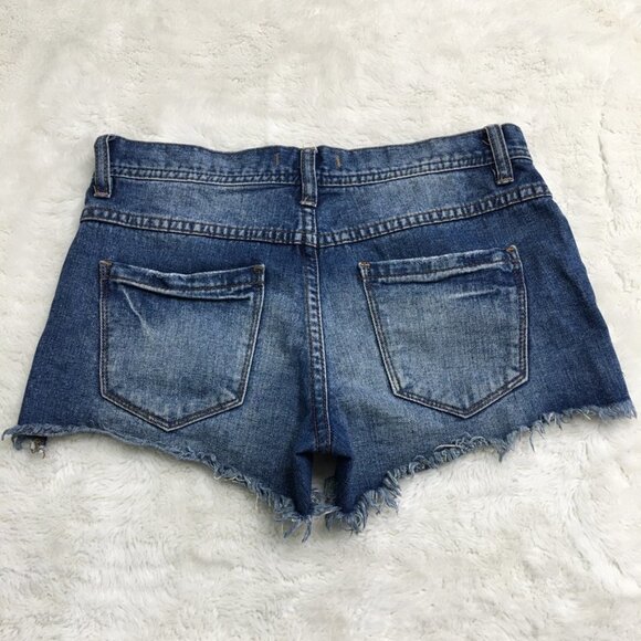 Free People Women's Cut Off Denim Jeans Shorts Size 24